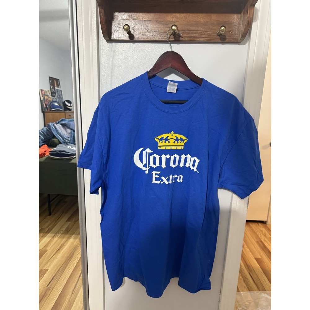 Corona Extra Shirt Mens XL Blue Beer Brewery‎ Graphic Tee Cerveza Promo Large